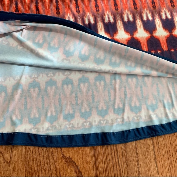 Vix Paula Hermanny Ikat print Peach Pink Cream Blue Jersey Halter Maxi Dress L - Picture 12 of 16